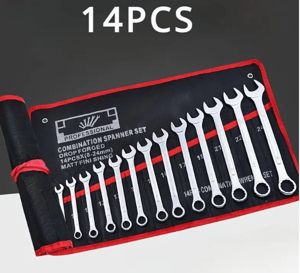 14-tlg. Ring-Maulschlüsselsatz – Chrom-Vanadium-Stahl